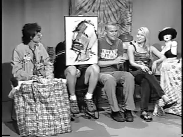 The Larz from Mars Show — Matt Sesow, July 2003, 2003: photograph 3 (On the couch: Sesow (in the "Indiana Grandma" T-shirt) with other guests)