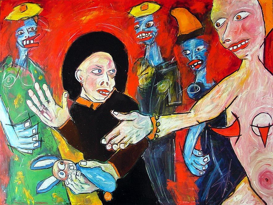 Art Museum of Southeast Texas, Beaumont, TX, 2005: photograph 2 (“Bunny Collector,” 2001 — the second Sesow painting on the tour)