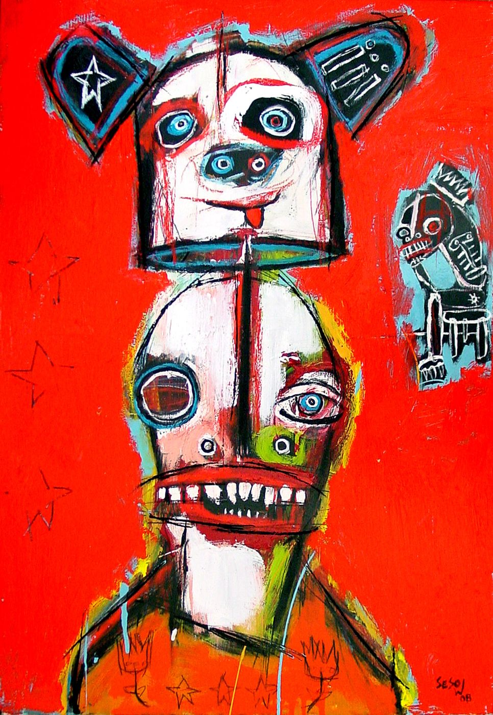 Transformer annual Silent Auction & Benefit, Washington, DC, 2008: photograph 1 ("Double Happy Lucky," Sesow's painting for the 2008 Transformer auction)