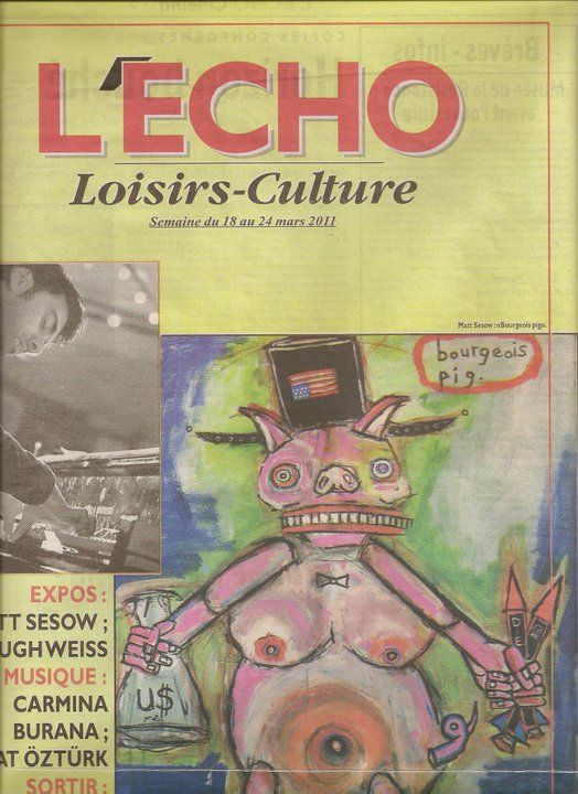 French press reviews of “Made in USA,” Galerie Saint-Pierre, Limoges (March–April 2011), 2011: photograph 8 (L’Echo Loisirs-Culture, March 2011 — a Sesow painting on the cover; the cover lines read “EXPOS: MATT SESOW”)