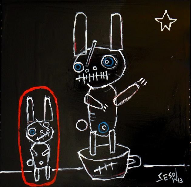 DC Commission on the Arts and Humanities FY2014 Artist Fellowship, 2013: photograph 2 ("Storytelling"
10" x 10" acrylic on wood
available at the annual "99 pieces of art" fundraiser for VSA Colorado Access Gallery · Posted by Matt Sesow on Facebook, September 11, 2013)