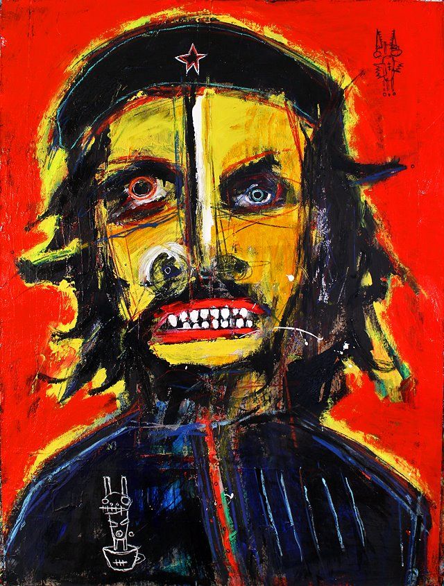 Westword — "One-Armed Attack" (2014), 2014: photograph 2 ("Che"
30" x 40" on chipboard
(more info at http://new.sesow.com/ · Posted by Matt Sesow on Facebook, August 5, 2014)