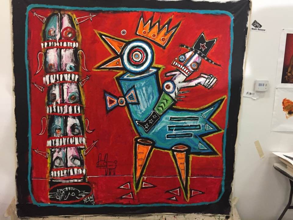 Live painting, “A Window to the Arts” pop-up studio, 927 State Street, 2017: photograph 1 (Posted by Matt Sesow on Facebook, November 3, 2017)