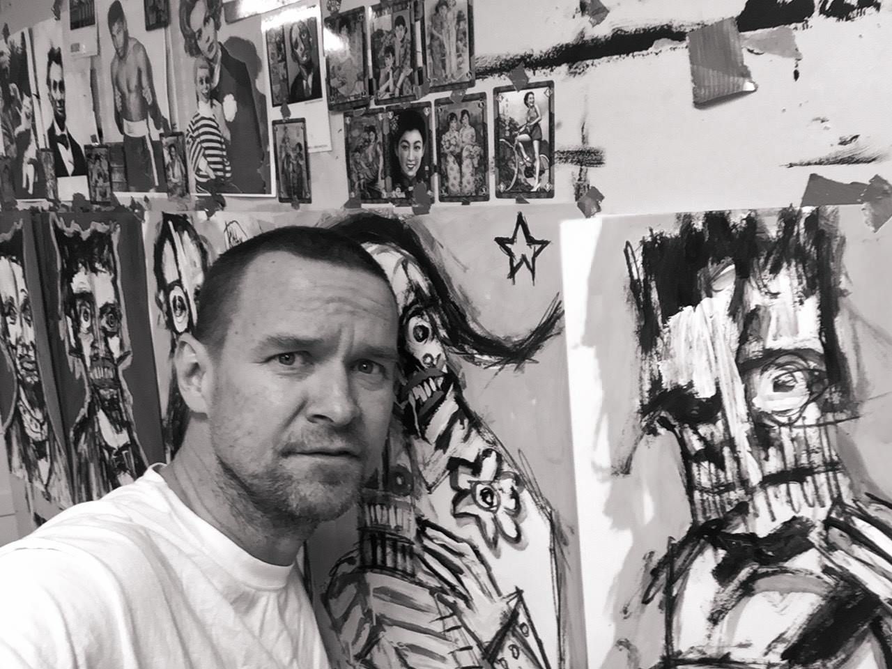 Santa Barbara Independent — review of Drink & Draw live painting event, 2017: photograph 1 (Posted by Matt Sesow on Facebook, October 30, 2017)