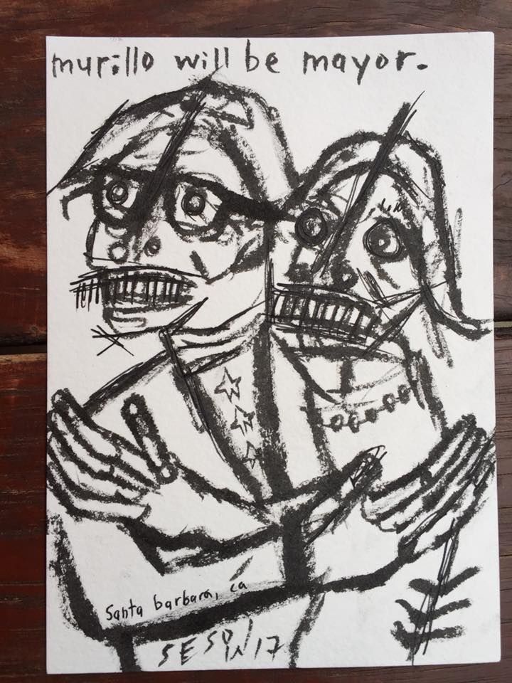Santa Barbara Independent — review of Drink & Draw live painting event, 2017: photograph 8 (Posted by Matt Sesow on Facebook, November 9, 2017)