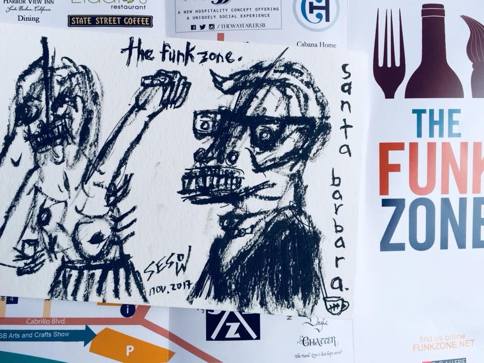 Santa Barbara Independent — review of Drink & Draw live painting event, 2017: photograph 12 (Posted by Matt Sesow on Facebook, November 9, 2017)