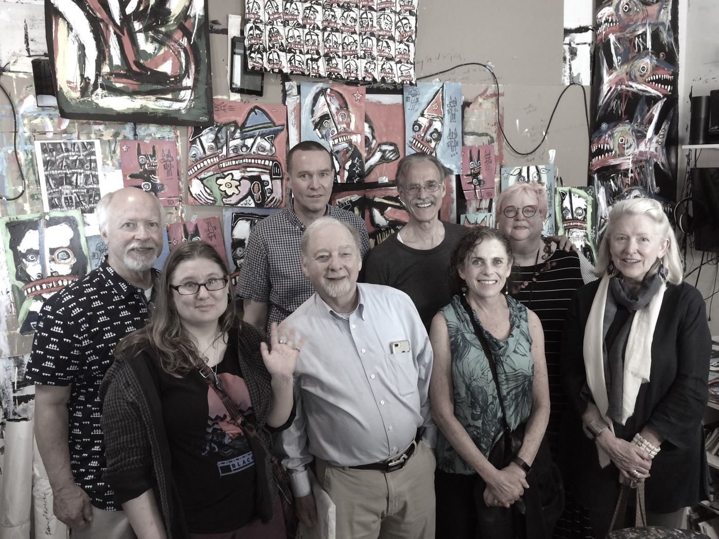 Docents from the American Visionary Art Museum visit Matt’s downtown Washington, DC studio, 2019: photograph 5 (Posted by Matt Sesow on Facebook, May 6, 2019)