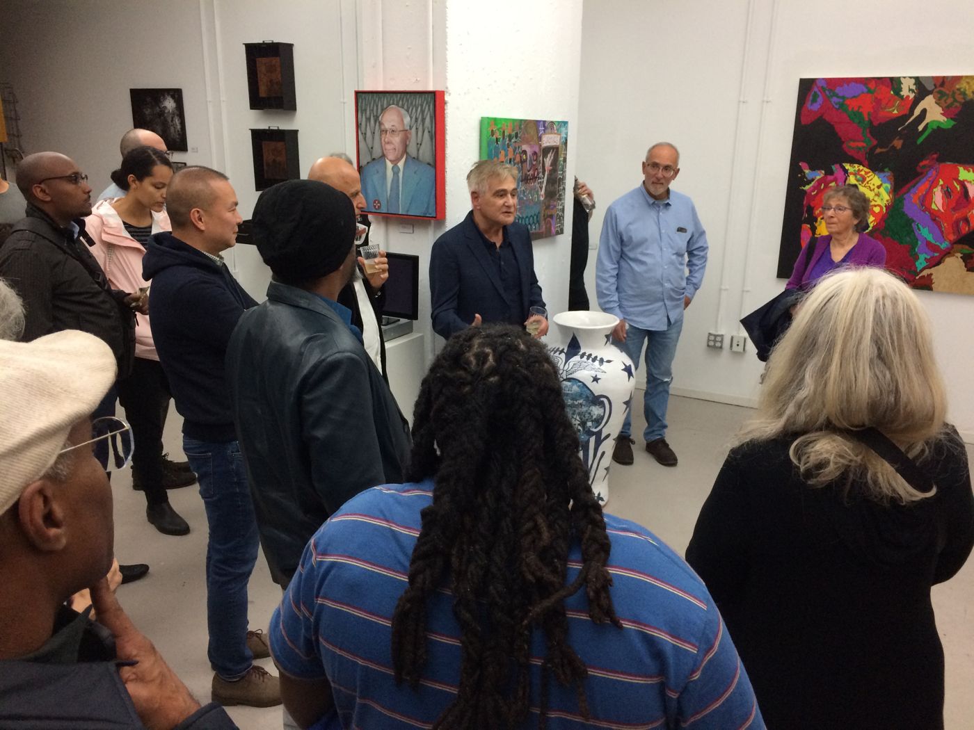 “The NO!HATE Show,” Center for Contemporary Political Art, 916 G St NW, Washington, DC, 2019: photograph 3 (Charles Krause introducing the show)