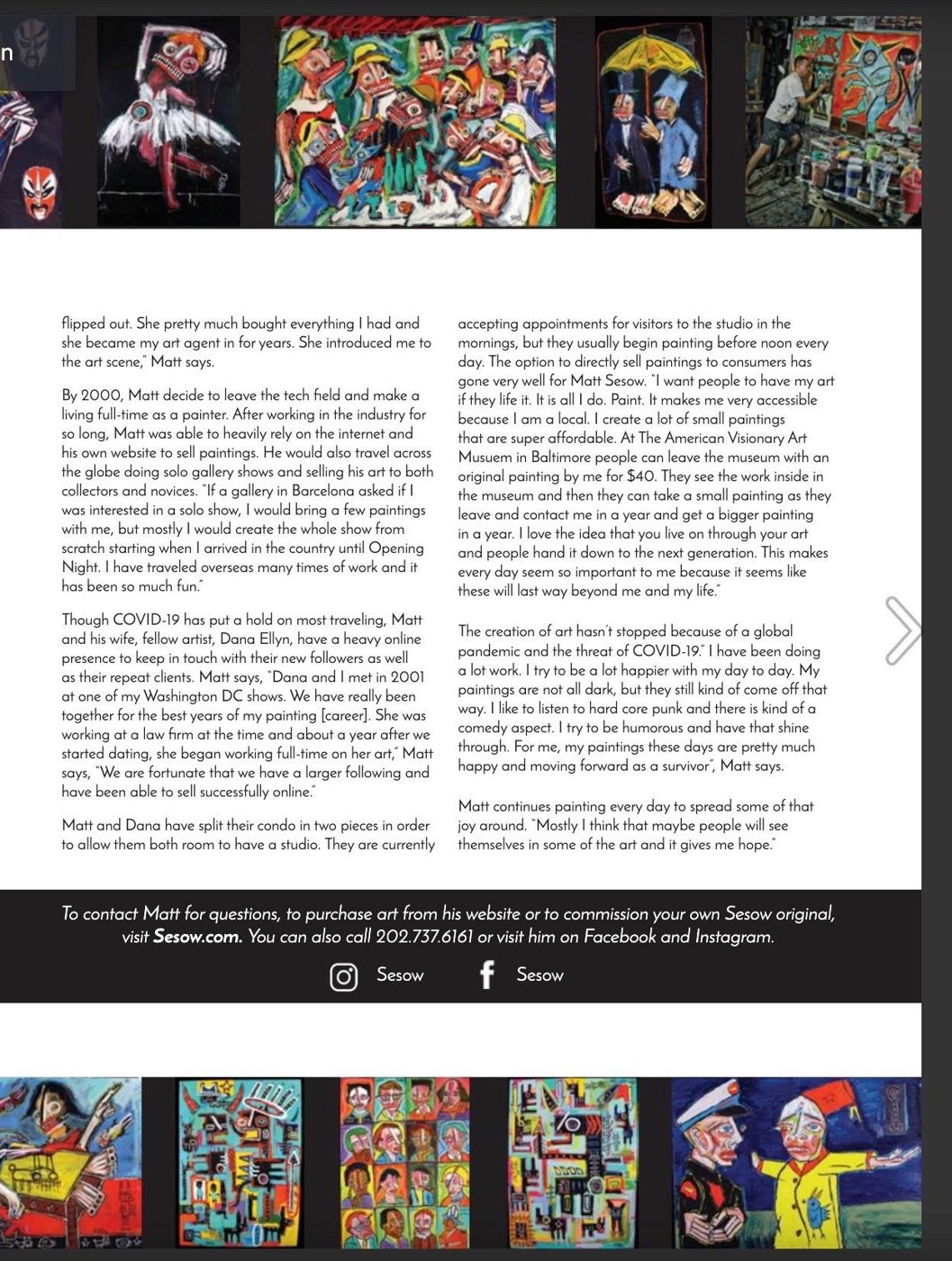 Simply Magazines — interview feature, 2020: photograph 4 (Posted by Matt Sesow on Facebook, September 7, 2020)