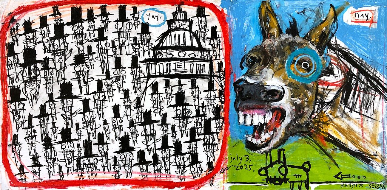 Paintings at Chamazinha Gallery, Figueira da Foz, Portugal, 2025: photograph 3 (Posted by Matt Sesow on Facebook, July 6, 2025)
