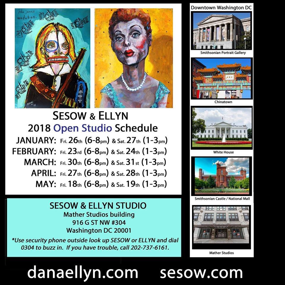 "Sesow & Ellyn 2018 Open Studio Schedule" card