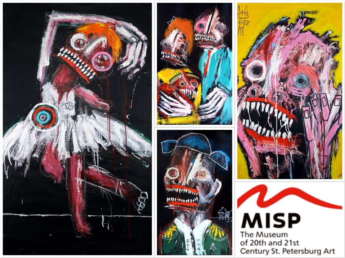 Sesow paintings at the MISP Museum, St. Petersburg, with MISP logo