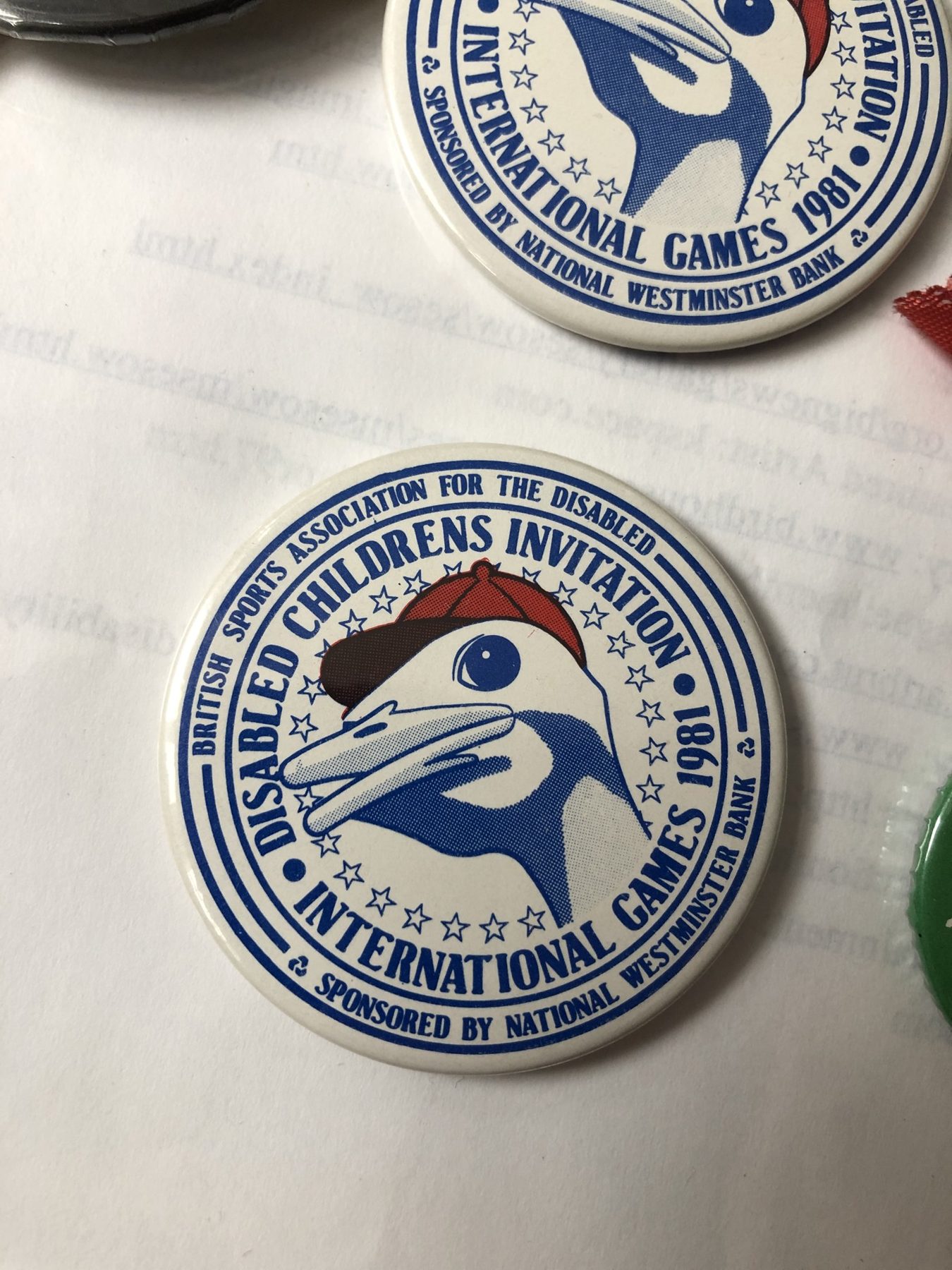 Buttons from the 1981 Disabled Childrens Invitation International Games (Newcastle, England), page 2