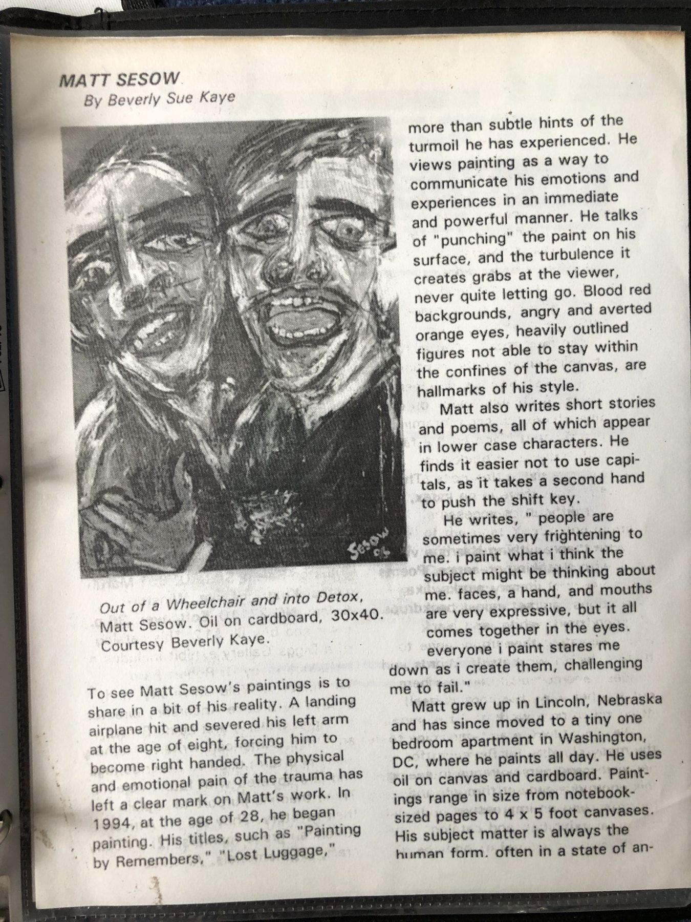 MATT SESOW — By Beverly Sue Kaye, page 1