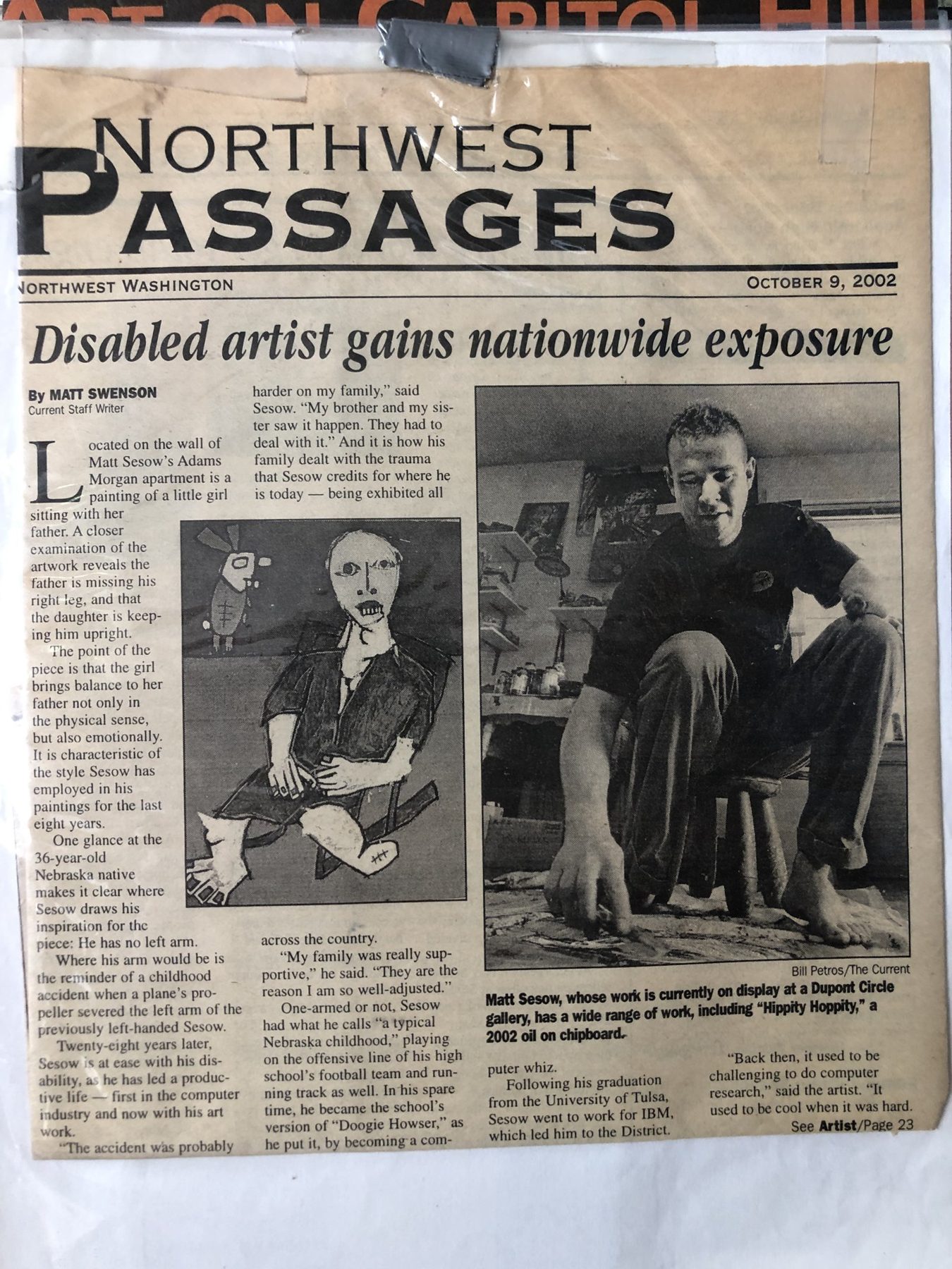 Disabled artist gains nationwide exposure, page 1