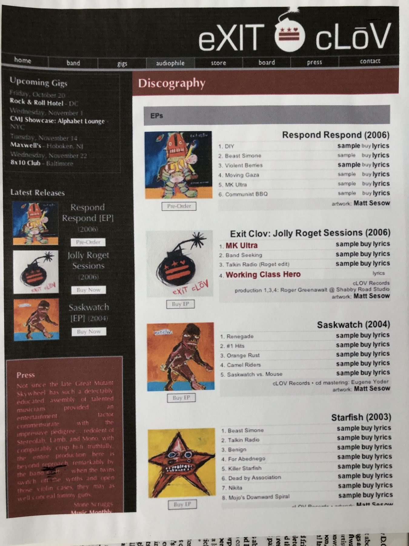 eXIT cLōV — Discography, page 1
