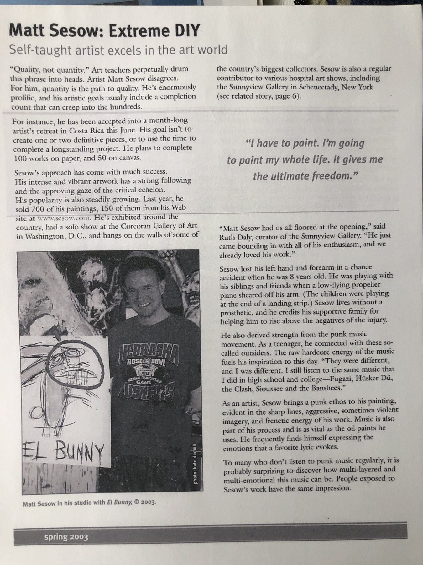 the palette, Spring 2003 — cover and contents ("Matt Sesow: Extreme DIY," page 4), page 2