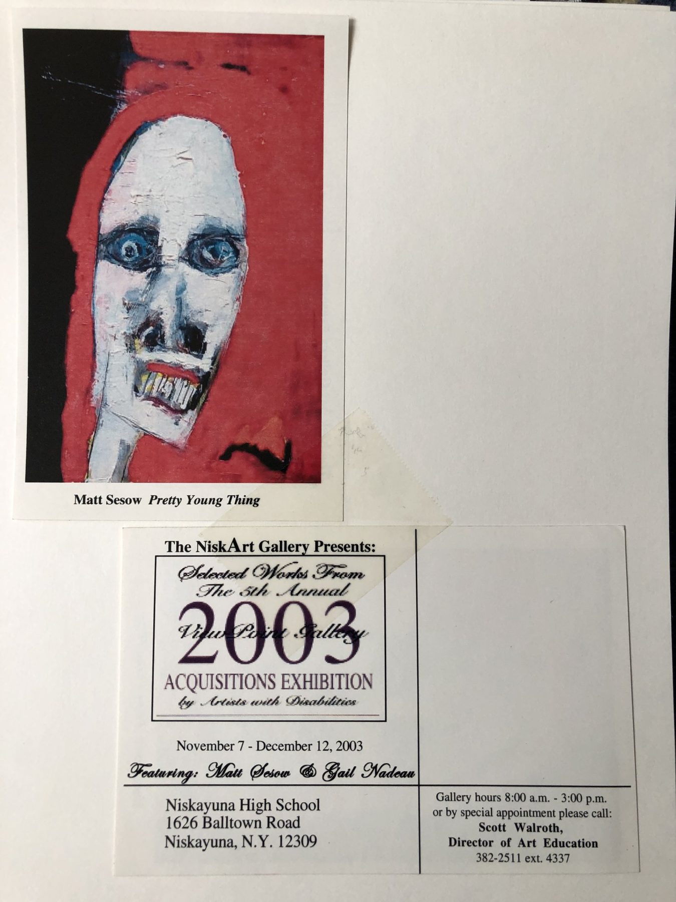 The NiskArt Gallery Presents: Selected Works From The 5th Annual 2003 ViewPoint Gallery Acquisitions Exhibition by Artists with Disabilities — Featuring: Matt Sesow & Gail Nadeau, page 1