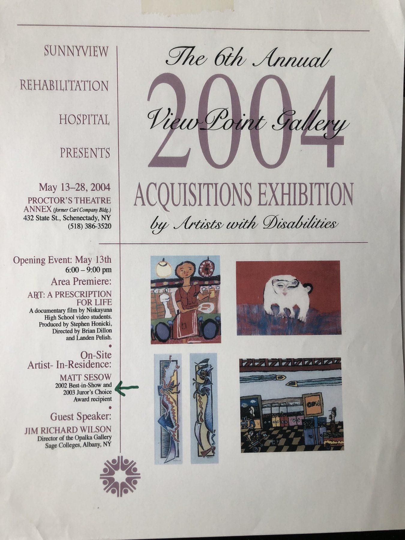 Sunnyview Rehabilitation Hospital Presents The 6th Annual 2004 ViewPoint Gallery Acquisitions Exhibition by Artists with Disabilities, page 1