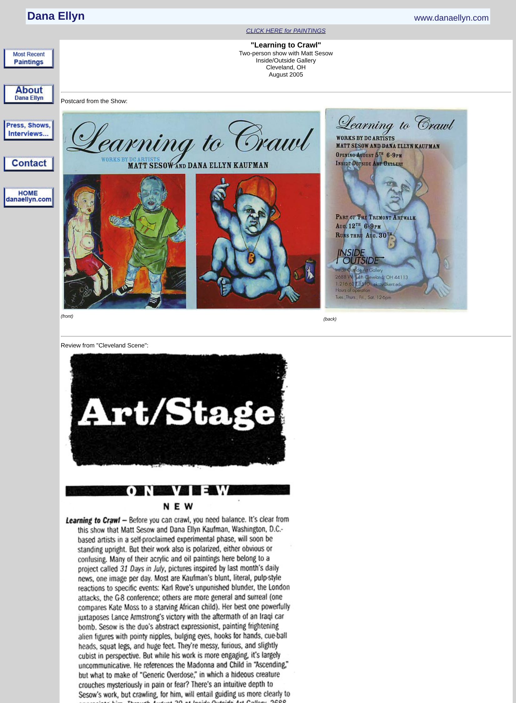 “Learning to Crawl” — postcard, Cleveland Scene review and press release, page 4