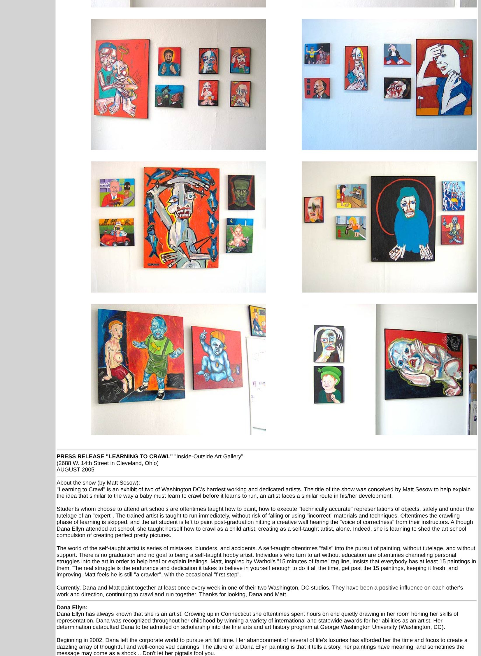 “Learning to Crawl” — postcard, Cleveland Scene review and press release, page 6