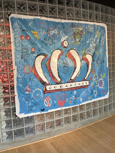 The finished Monarch Icons canvas, shown at the galleries that evening.