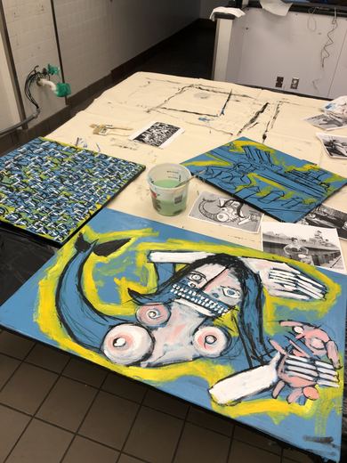 Work in progress on the studio floor, May 8, 2021.