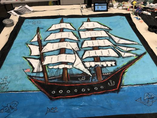Large unstretched canvases made in Norfolk, May 10, 2021.