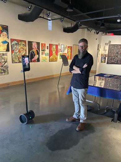 The telepresence robot in the gallery, August 30, 2021.