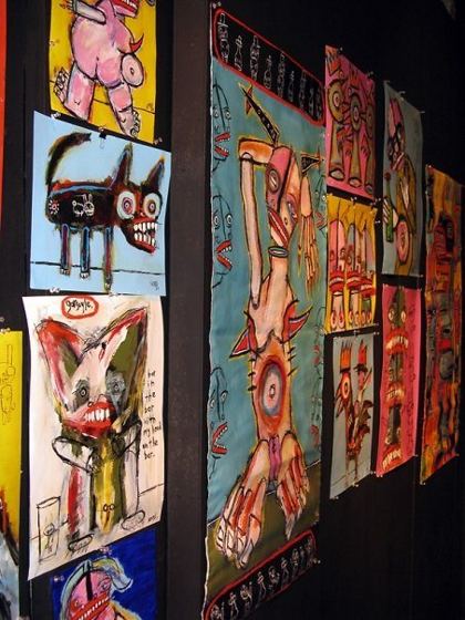 1st Annual Bukowski Festival, Elephant Theater, Hollywood, March 28, 2009 — The paintings, close