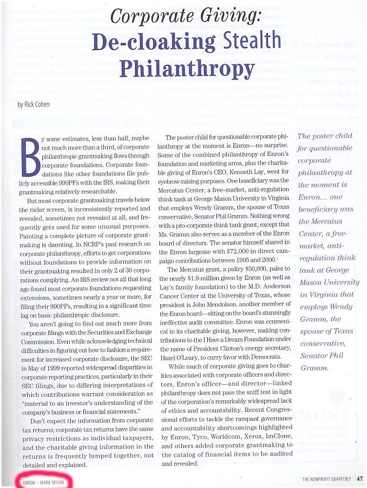 Nonprofit Magazine, 2002: image 03 from the original sesow.com press page