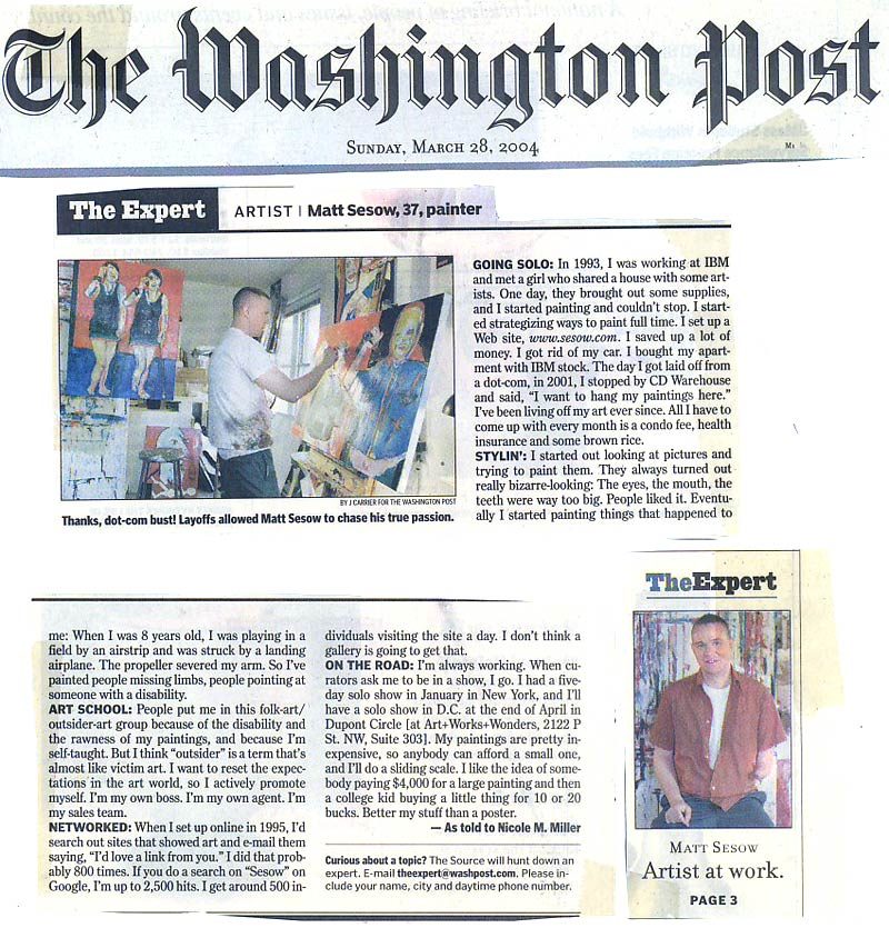 Washington Post Interview (2004), from Matt Sesow's press archive