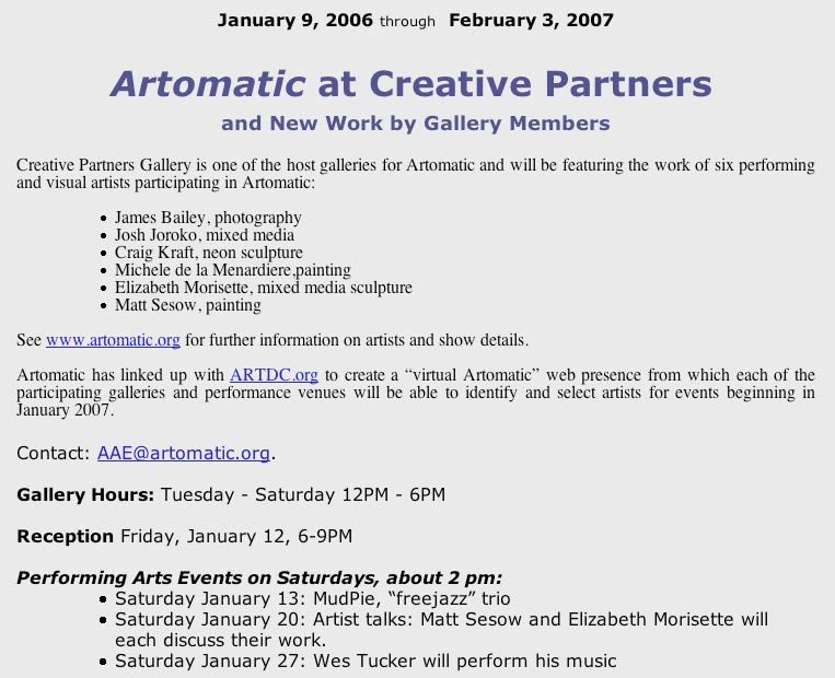 Artomatic Bethesda 2007, 2007: image 11 from the original sesow.com press page