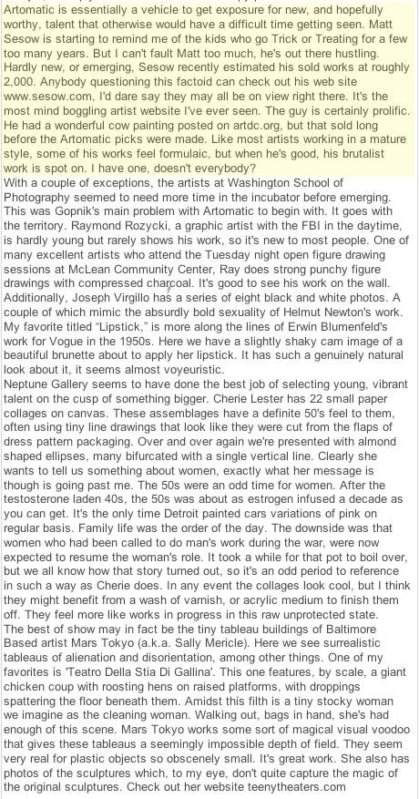 Artomatic Bethesda 2007, 2007: image 14 from the original sesow.com press page