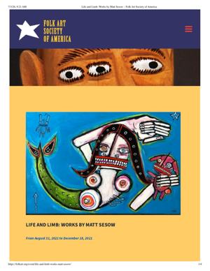 Folk Art Society of America calendar listing, Aug. 31 – Dec. 18, 2021, page 1