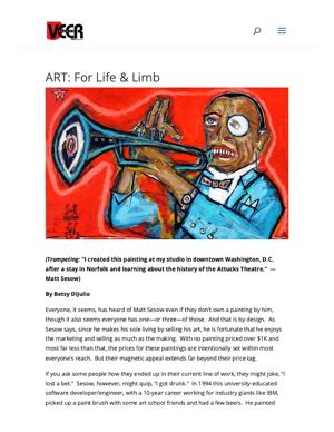 Betsy DiJulio, “ART: For Life & Limb,” VEER Magazine (Hampton Roads), 2021, page 1