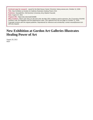 New Exhibition at Gordon Art Galleries Illustrates Healing Power of Art, page 1