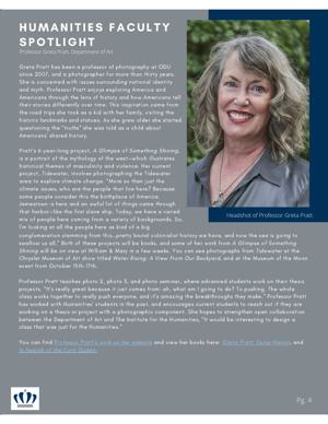 Old Dominion University Institute for the Humanities newsletter, October 2021, page 4