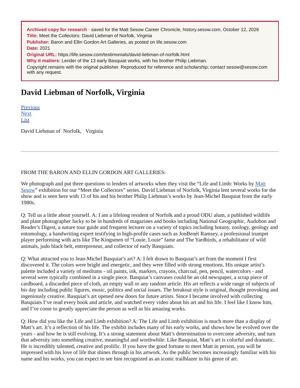 Meet the Collectors: David Liebman of Norfolk, Virginia, page 1