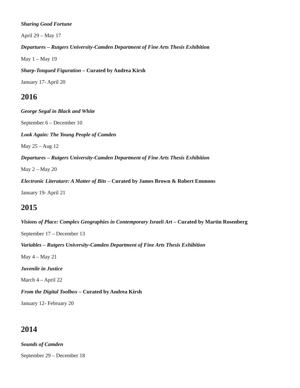 Exhibition Archive, page 2