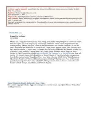 Myrtice West news release, September 14, 2004, page 1