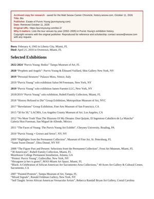 Purvis Young exhibition history (purvisyoung.com), page 1